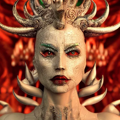 Image similar to the demon queen, 4 k, intricate detailed, jaw dropping, gorgeous, surreal, octane render