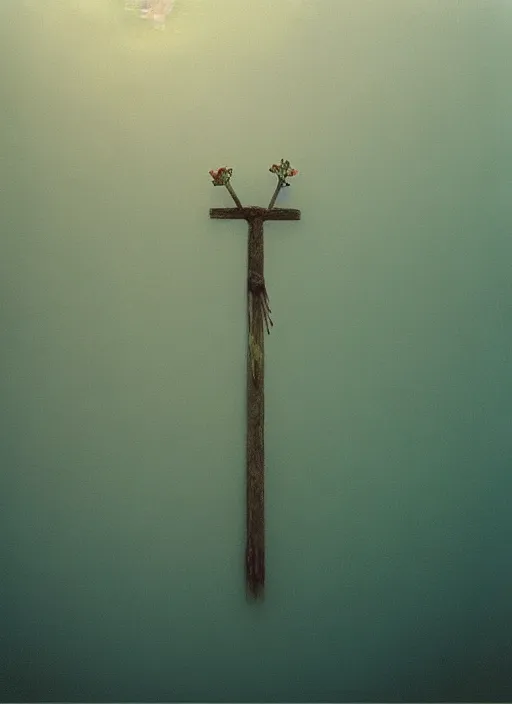 Prompt: “semitranslucent smiling frog vertically hovering over misty lake waters in crucifix pose, low angle, long cinematic shot by Andrei Tarkovsky, paranormal, eerie, mystical”