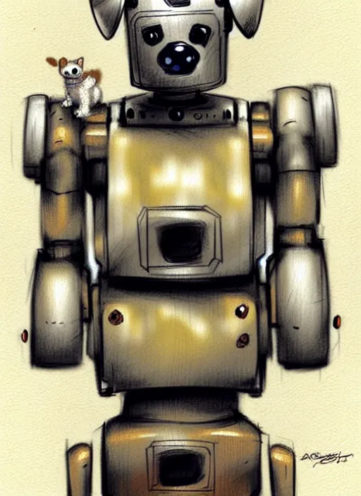 Image similar to cute dog robot, muted colors, by jean - baptiste monge