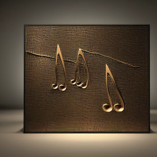 Image similar to a sculpture in bronze depicting music notes 🎵, 8 k, unreal engine, studio lighting, art installation,