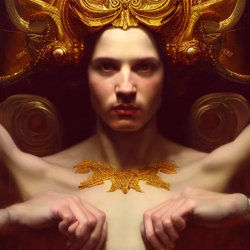 Image similar to highly detailed oil painting | very intricate | cinematic lighting | award - winning | chronus god of time | by roberto ferri, by tom bagshaw, by j. c. leyendecker and klimt, beautiful cinematic light, american romanticism, by austin osman spare, artstation, cgsociety, official art, octane