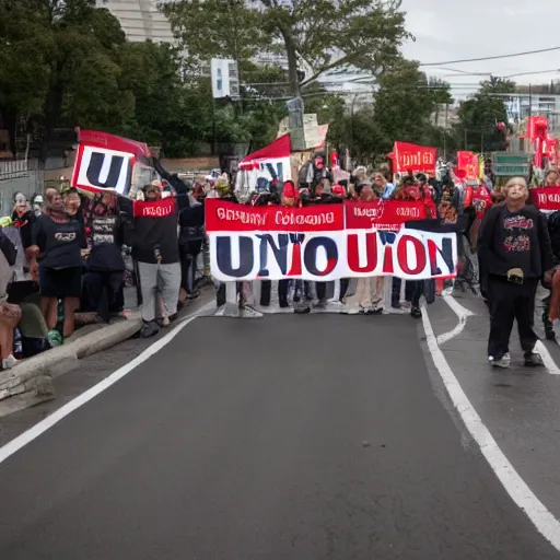 Prompt: a union on strike 8k photo