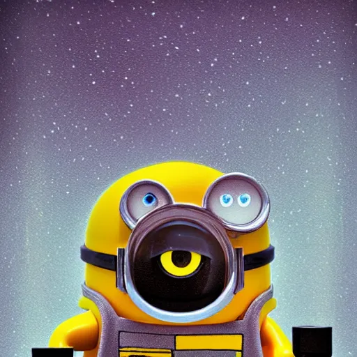 Prompt: lego minion astronaut in the spaceship by goro fujita by beeple, realism, sharp details, cinematic, highly detailed, digital, 3 d, yellow colors