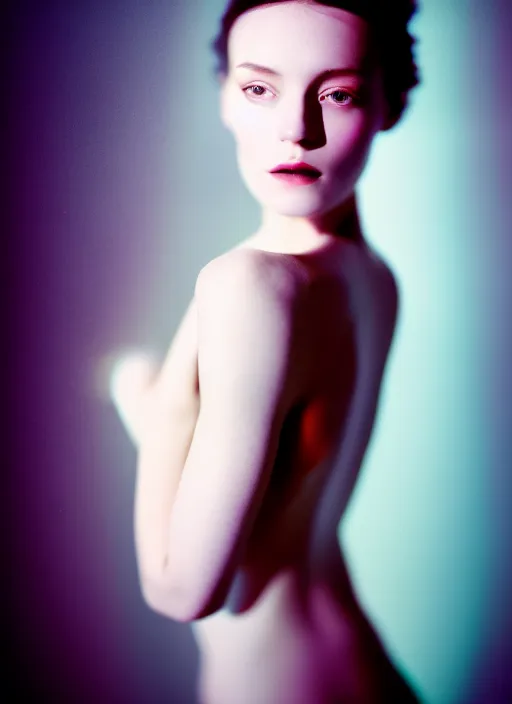 Prompt: kodak portra 4 0 0 photo portrait of a beautiful woman in style of paolo roversi, lightpainting motion blur, elegant, soft coloured gel lighting, highly detailed, sharp focus, ethereal, out worldly colours, emotionally evoking, head in focus, soft blur coloured gel light dreamy, volumetric lighting