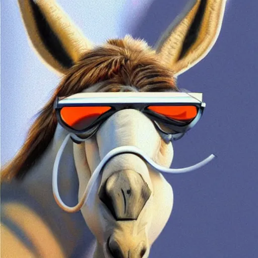 Prompt: a donkey wearing cool sunglasses, illustration, realistic artstation