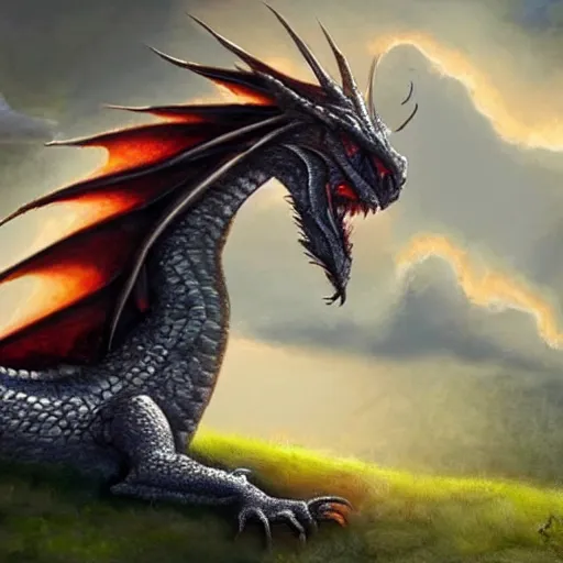 Prompt: a majestic dragon, hd, high quality childrens artwork
