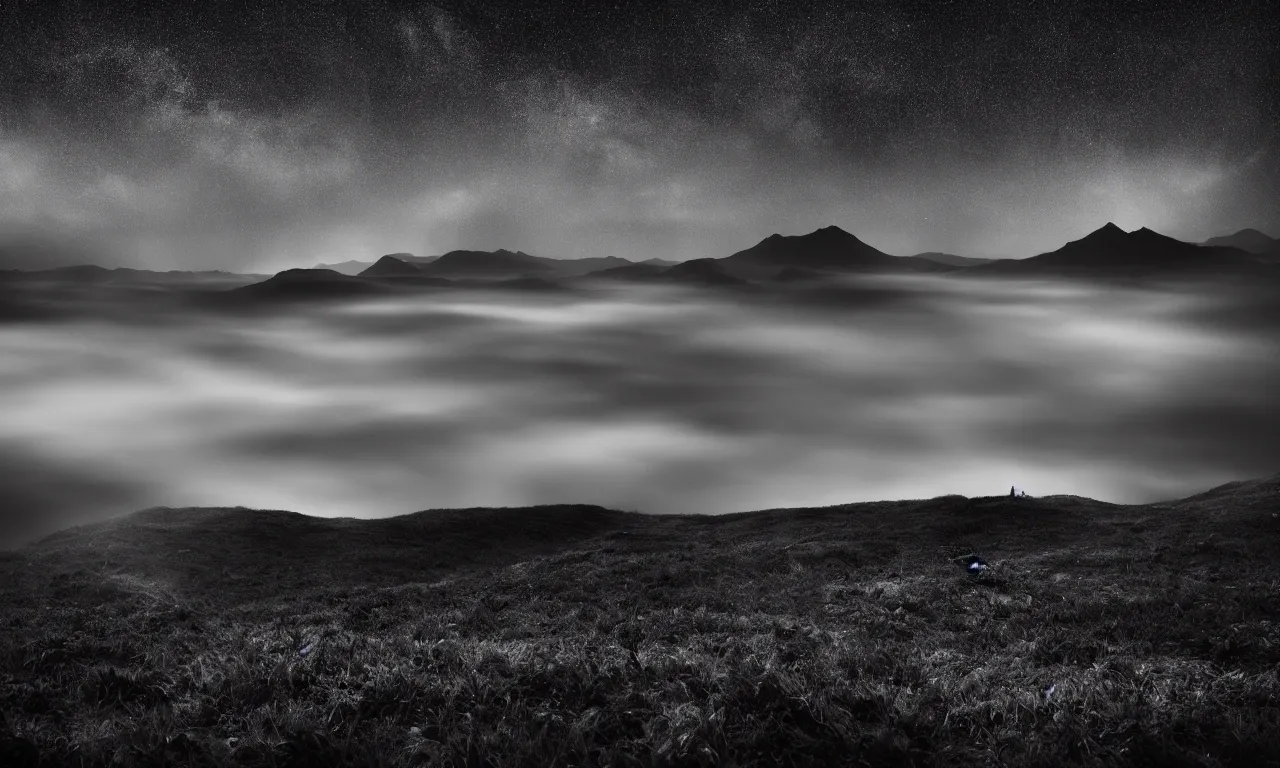 Image similar to a amazing beautiful award winning landscape photo of a very dark world, cinematic