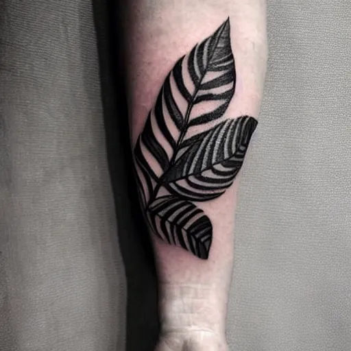Image similar to a black line drawn tattoo of a monsters deliciosa leaf and a alocasia zebrina leaf, intricate details, ornamental, elegant, symmetrical!! symmetrical - tatoo!!