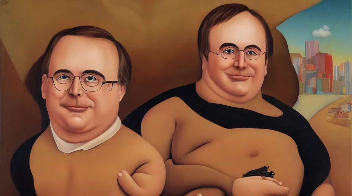 Image similar to portrait of Linus Torvalds painted by fernando botero