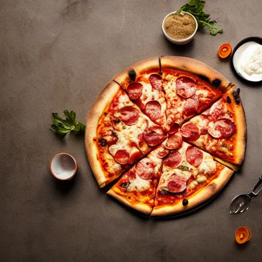 Prompt: delicious pizza , 8k , mega high quality , professional food photography , award winning photo , foodporn