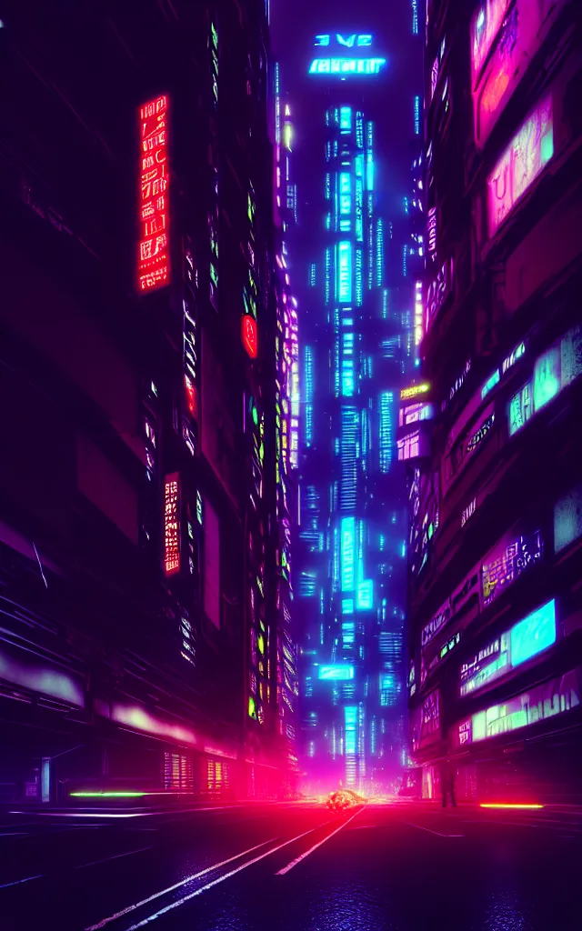 Image similar to a magnificent dark neon futuristic cyberpunk city bustling street at night cyberart photography by liam wong rendered in octane, 3 d render, trending on cgsociety, blender 3 d