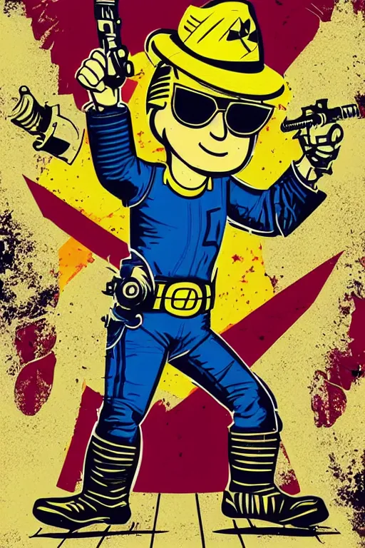 Image similar to fallout 7 6 retro futurist illustration art by butcher billy, sticker, colorful, illustration, highly detailed, simple, smooth and clean vector curves, no jagged lines, vector art, smooth andy warhol style