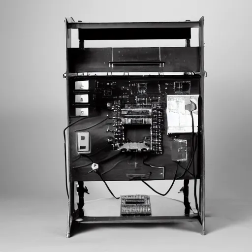 Prompt: 1 8 0 0's desktop computer prototype made by nikola tesla