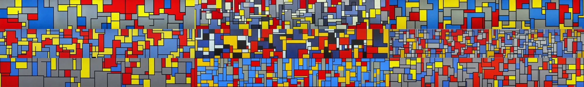 Prompt: a painting by Piet Mondrian in a hyperpop style