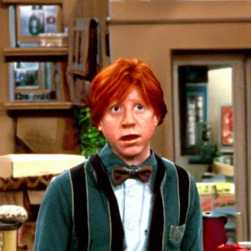 Image similar to ron weasley on an episode of seinfeld, sitcom,