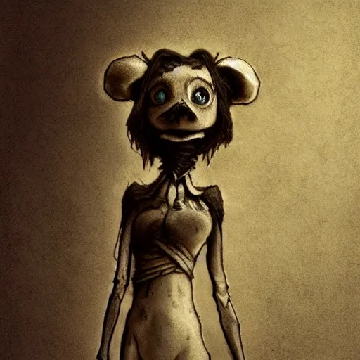 Image similar to michael karcz grunge drawing of a teddy bear . , in the style of corpse bride, loony toons style, horror themed, detailed, elegant, intricate, trending on artstation, 4k