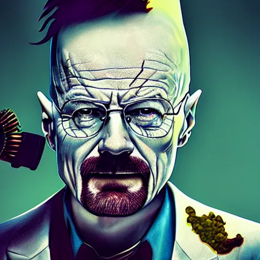 Image similar to walter white as joker, 8k, cinematic lighting