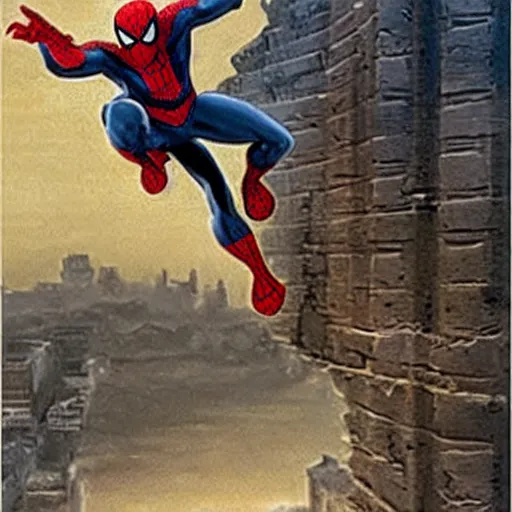 Image similar to spiderman in ancient rome.