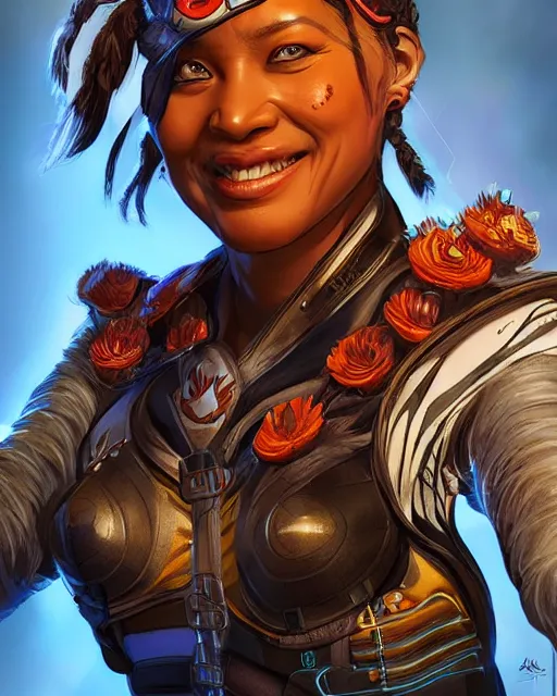 Image similar to The Tiger Queen as an Apex Legends character digital illustration portrait design by, Mark Brooks detailed, soft lighting