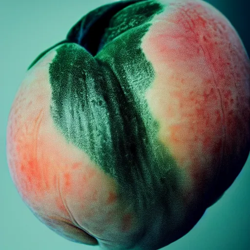 Image similar to a macro photo of a round peach's dry hairy skin, hyper realistic, hyper detailed, 35mm, very grainy film, pink volumetric studio lighting, bokeh, black background award winning shot, vogue magazine, cinematic, 8k, very closeup, elegant, tender, pastel