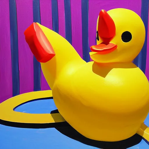 Image similar to rubber duck painting in the style of frank stella