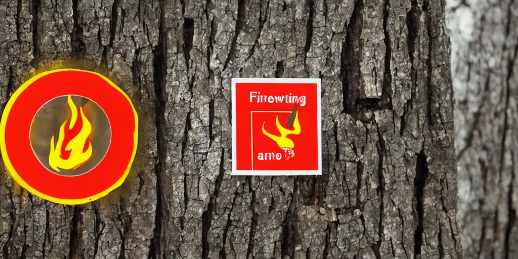 Image similar to fire warning label, 8k