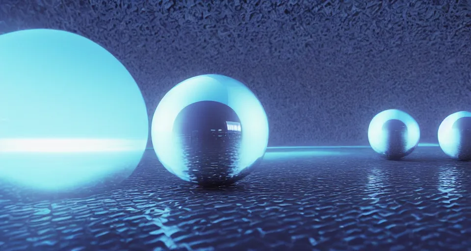 Prompt: 1 9 9 0 s bryce 3 d render of a landscape and reflective spheres, 3 d video game, abstract, ray - traced, atmosphere, octane render, depth of field, unreal engine 5, vibrant color, trending on artstation, ultra high detail, ultra realistic, cinematic, focused, 8 k