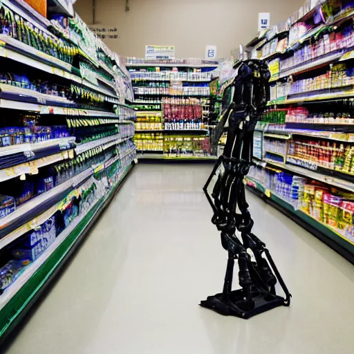 Prompt: boston dynamics atlas robot shopping at the grocery store, 3 5 mm photograph