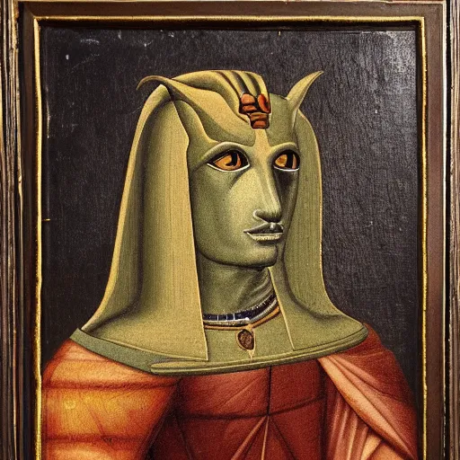 Prompt: a renaissance style portrait painting of Anubis