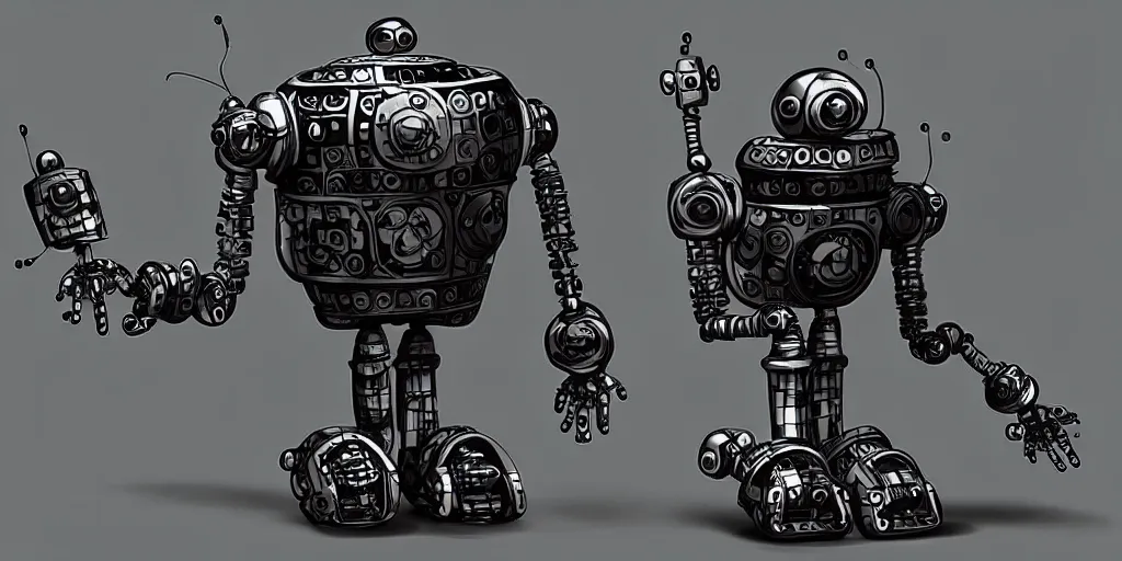 Image similar to a monk robot made from scrap parts from a futuristic junkyard, digital art