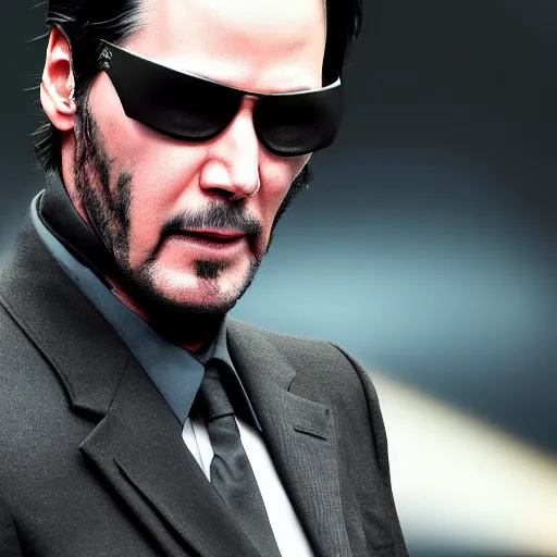 Image similar to keanu reeves as nick fury, 4 k, high detail, high - resolution photograph, professional photography, ultra - detail