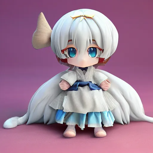 Image similar to cute fumo plush of a girl from the kingdom of the sky, vray, floating island