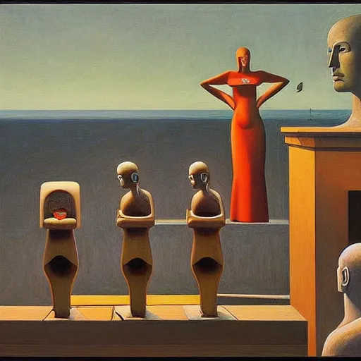 Prompt: a shrine to an ancient technological god, ( ( ( grant wood ) ) ), pj crook, ( ( ( edward hopper ) ) ), oil on canvas