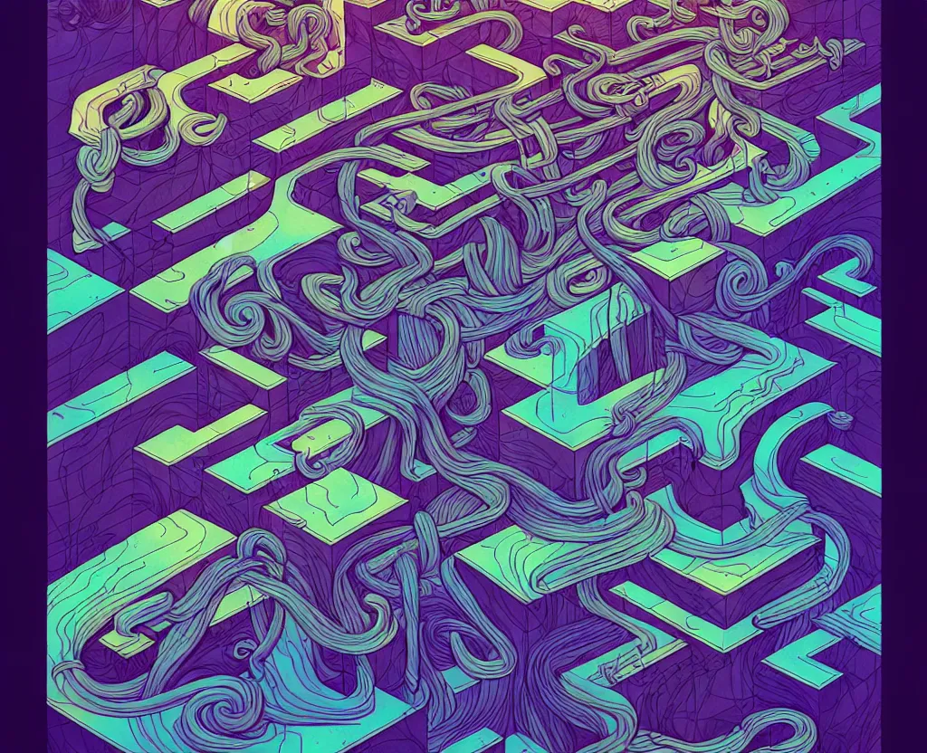 Image similar to arcane twisted turn of fate abstraction, centered award winning ink pen illustration, isometric abstract illustration by dan mumford, edited by craola, technical drawing by beeple and tooth wu, tiny details by artgerm and watercolor girl, symmetrically isometrically centered