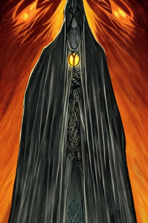 Image similar to tarot illustration of sauron as the tower by artstation