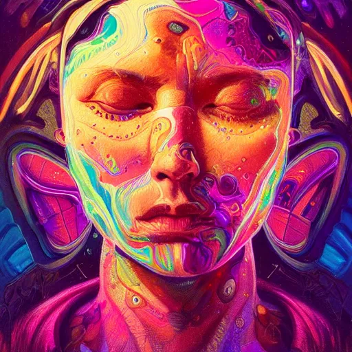 Image similar to An extremely psychedelic experience, colorful, surreal, dramatic lighting, cosmonaut, LSD, face, detailed, intricate, elegant, highly detailed, digital painting, artstation, concept art, smooth, sharp focus, illustration, art by Sam Spratt, Dan Mumford, Artem Demura and Alphonse Mucha