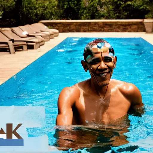 Image similar to obama swimming in pool, 4k