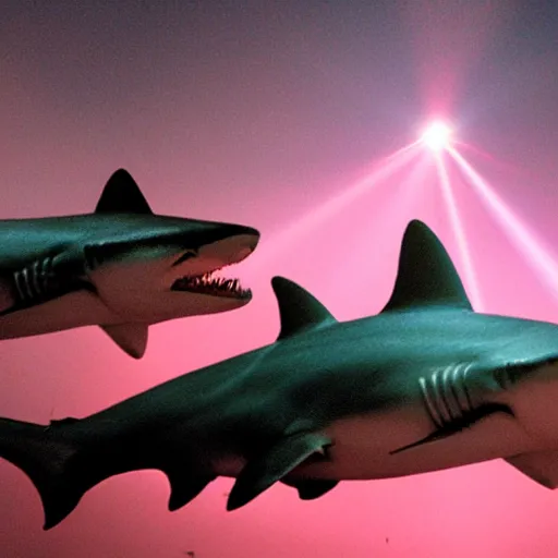 Prompt: sharks with freaking laser beams on their heads