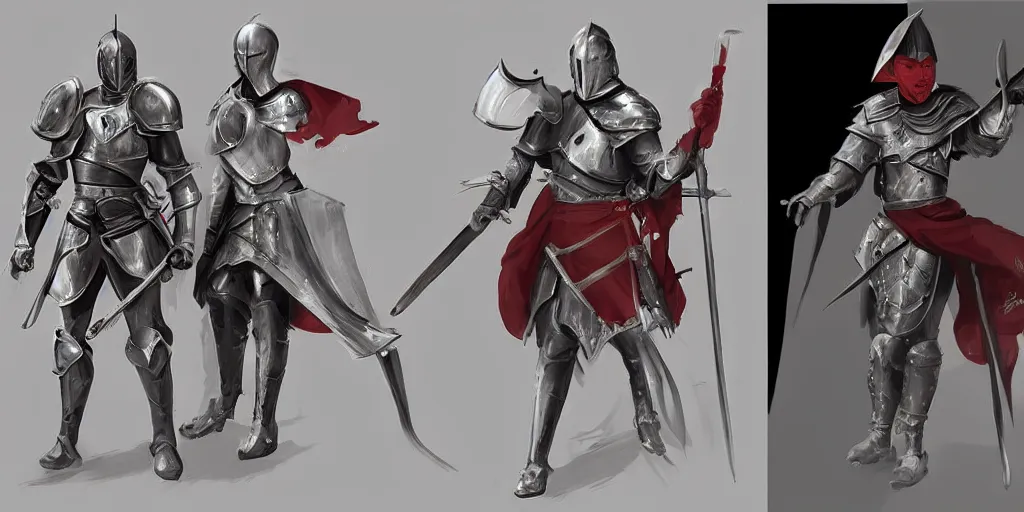 Image similar to different views of medieval knights, beautiful concept art by senior character artist, trending on artstation