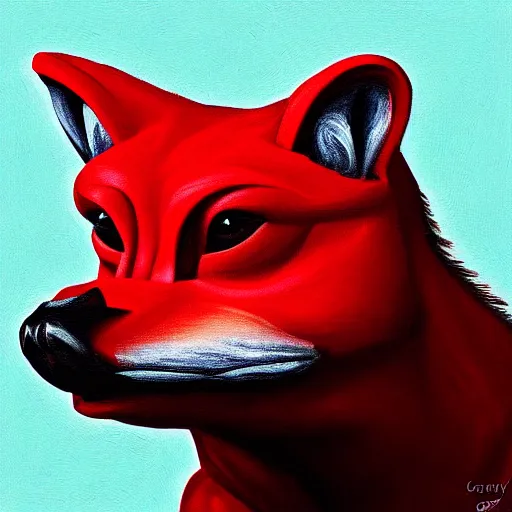 Image similar to zoomorphic a red face wolf, pepe the frog like face, digital painting, ultra sharp, by gary cook