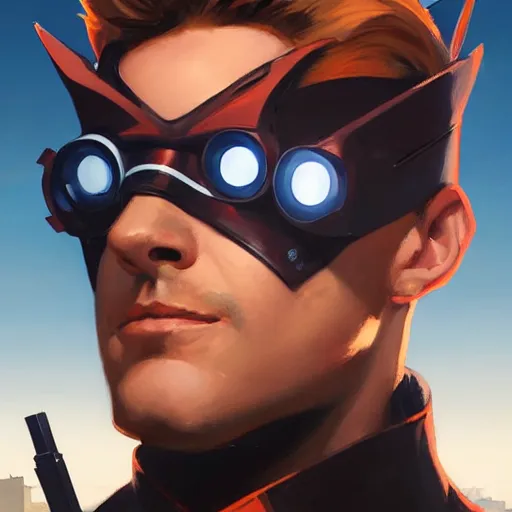 Image similar to greg manchess portrait painting of scott summers aka cyclops as overwatch character, medium shot, asymmetrical, profile picture, organic painting, sunny day, matte painting, bold shapes, hard edges, street art, trending on artstation, by huang guangjian and gil elvgren and sachin teng