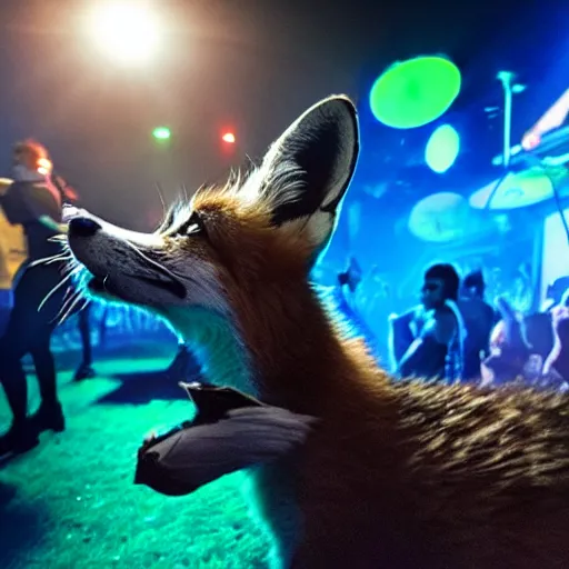 Prompt: fox at a rave