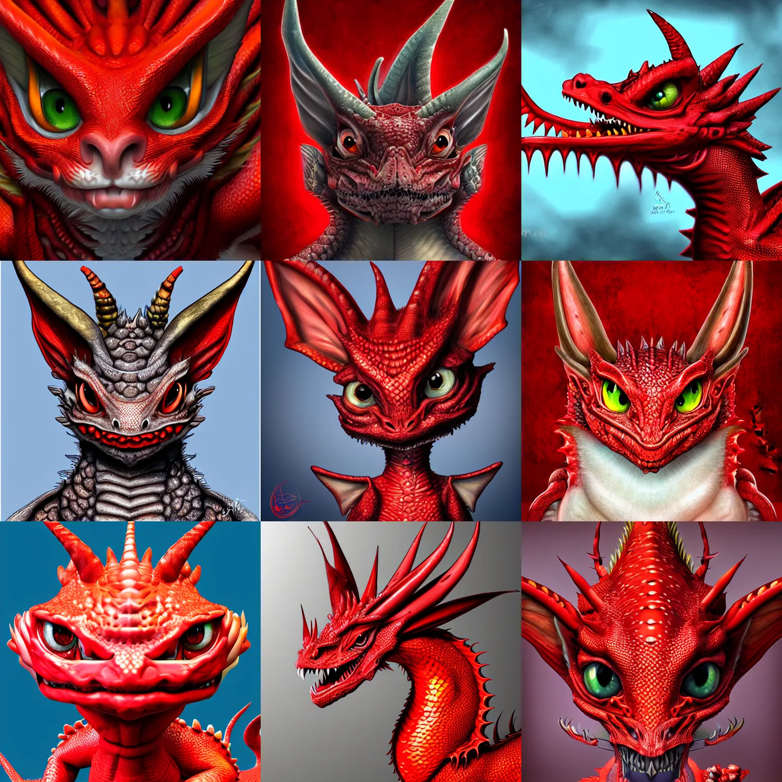 Prompt: a red dragonling pet with horns, mugshot, highly detailed illustration, 4k realistic digital art