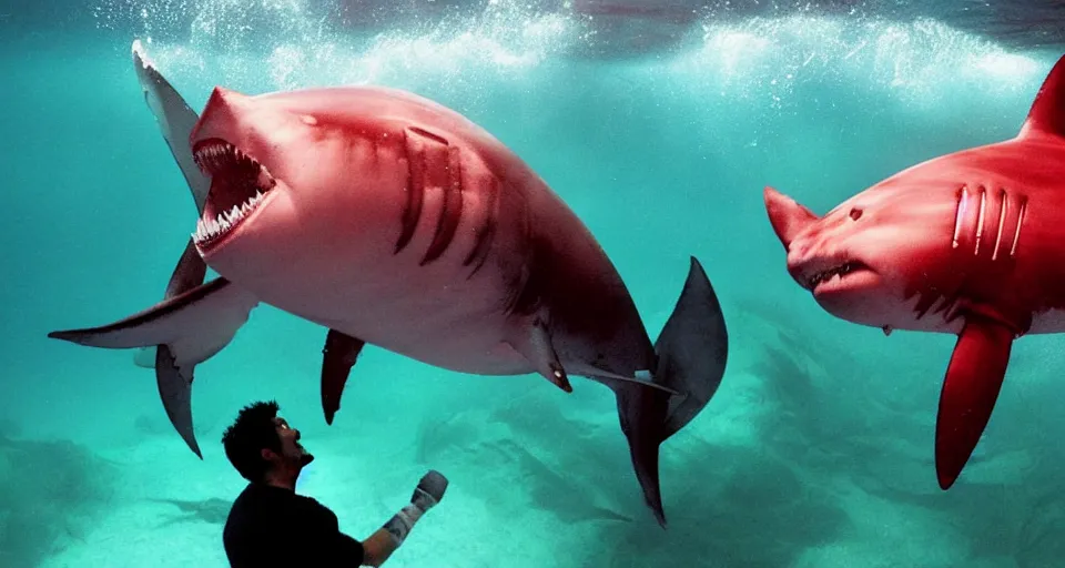 Image similar to Markiplier punching a shark underwater, photograph 4k