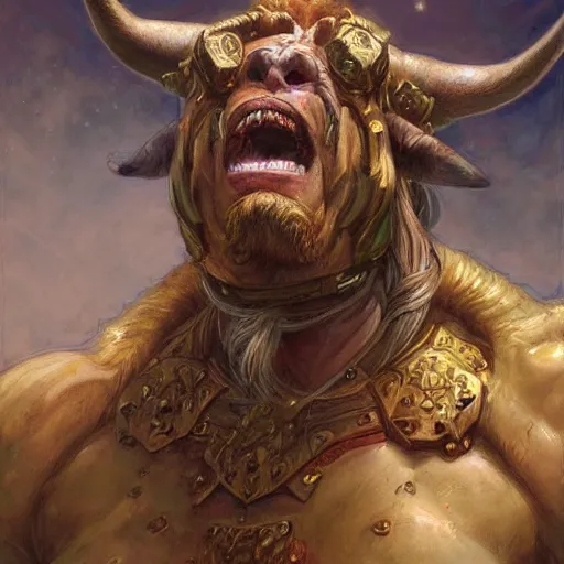 Image similar to Ferocious Minotaur portrait art by Donato Giancola and Bayard Wu, digital art, trending on artstation, 4k