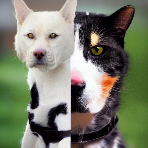 Image similar to a cat and dog hybrid, nature photography