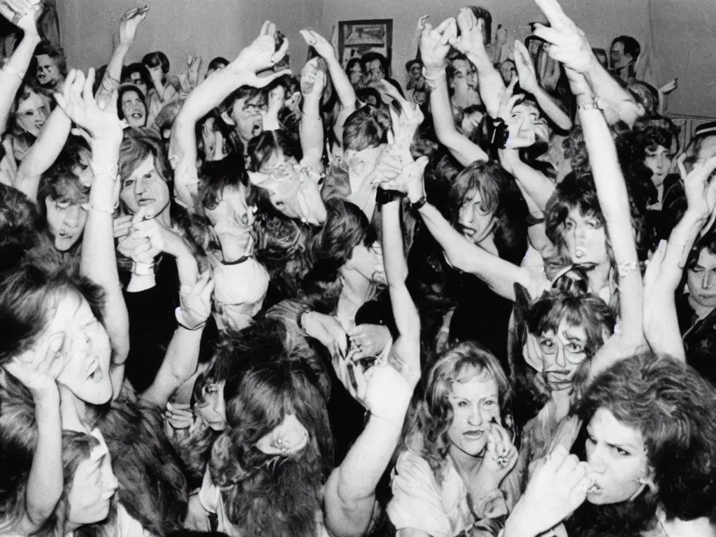 Prompt: 1980s photograph of a party in 80s soviet apartment