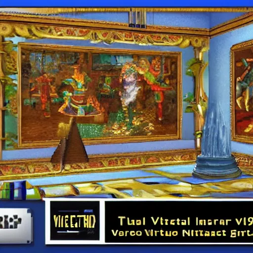 Image similar to the last virtual art museum in a 9 0's video game, made in 1 9 9 0, hd screenshot