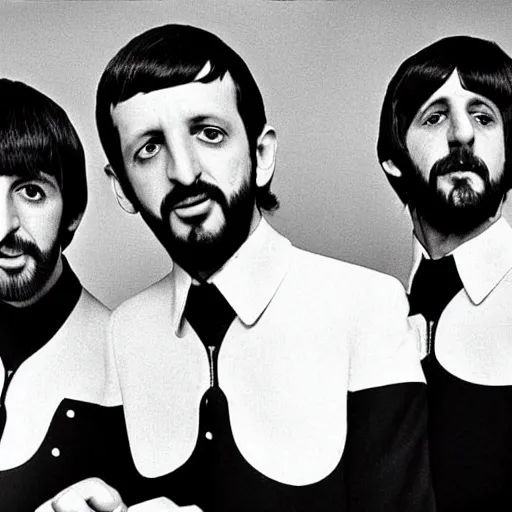 Image similar to ringo starr x 4, the ringles, the beatles but all members are ringo starr, 1 9 6 7 photograph