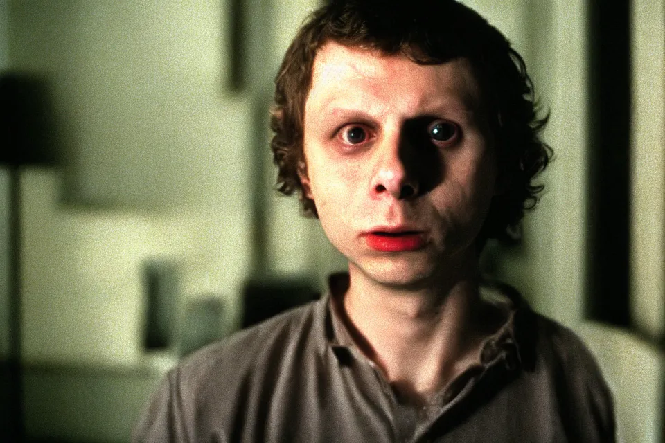 Prompt: michael cera as hannibal lecter in the silence of the lambs ( 1 9 9 1 ), cinematic, creepy, dramatic, 4 0 mm f / 2. 8, 3 5 mm film, color film